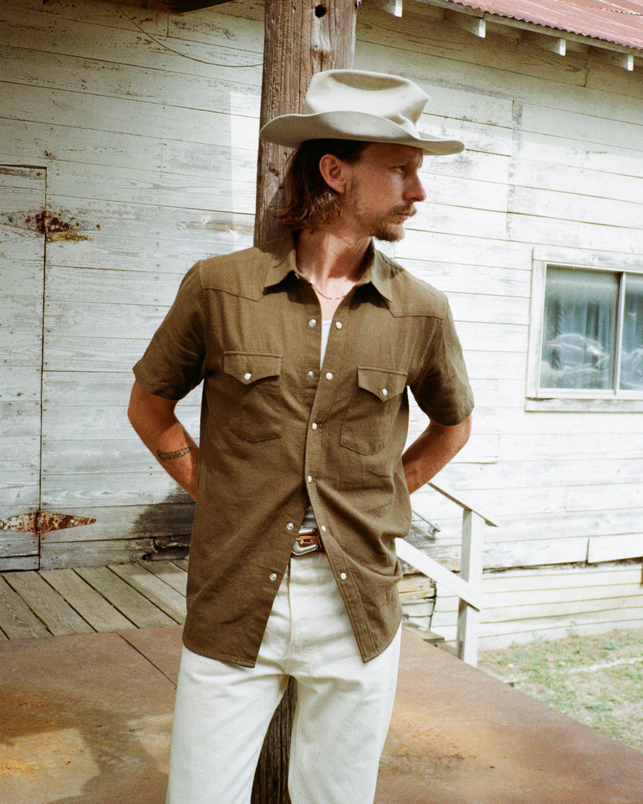 Slub Cotton Olive Drab Shirt