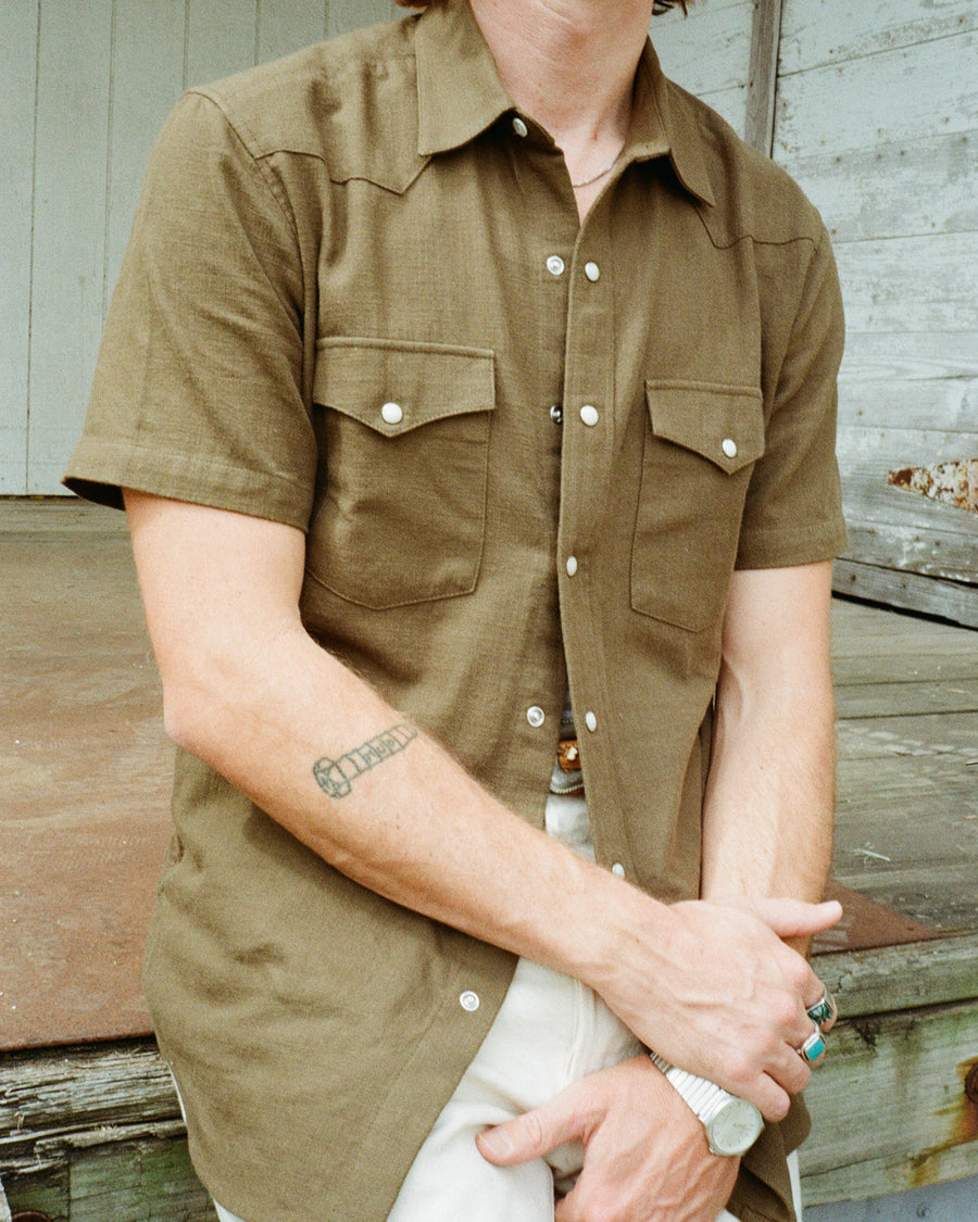 Slub Cotton Olive Drab Shirt
