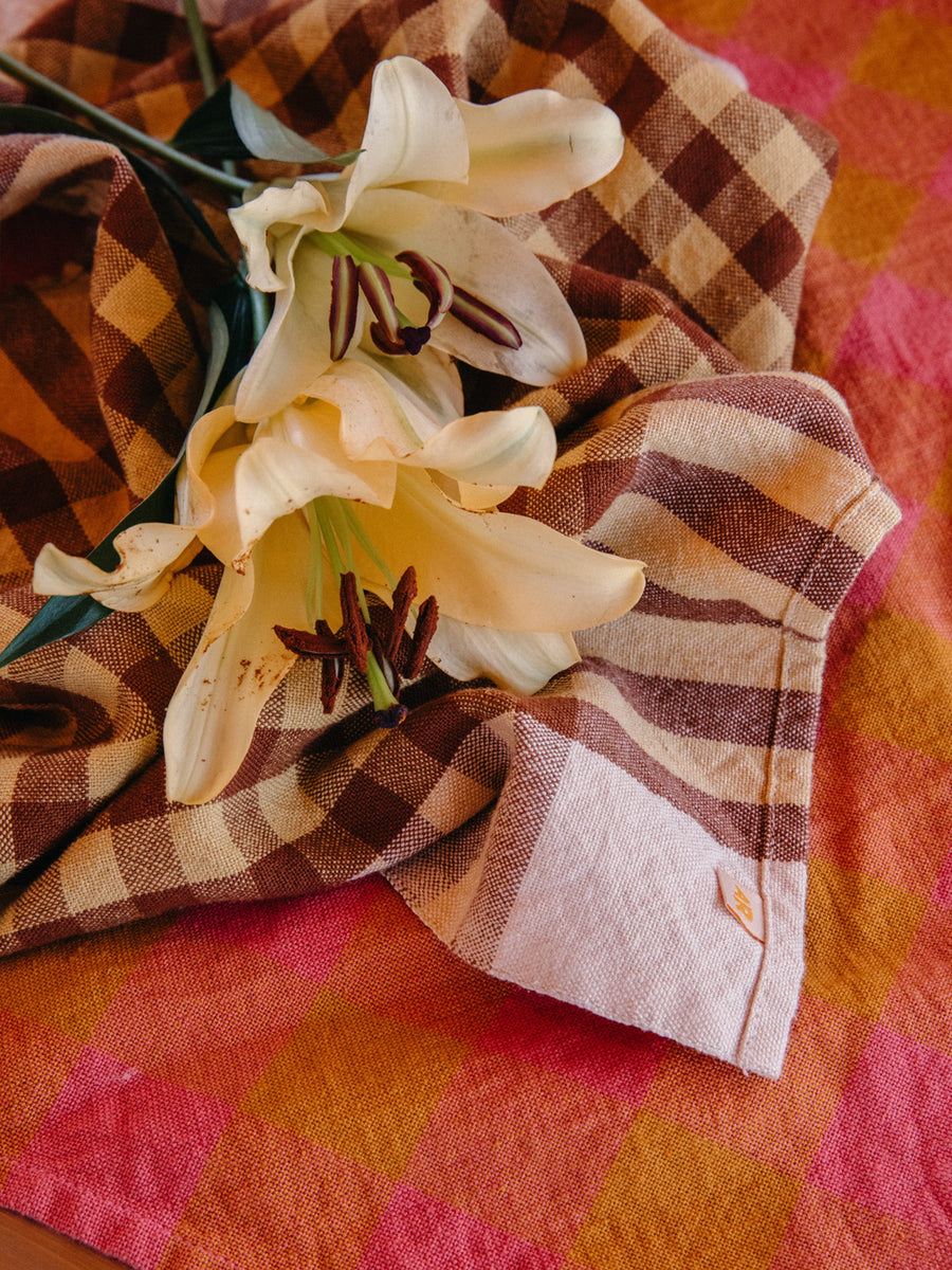 Grid Napkin Pair - Ochre