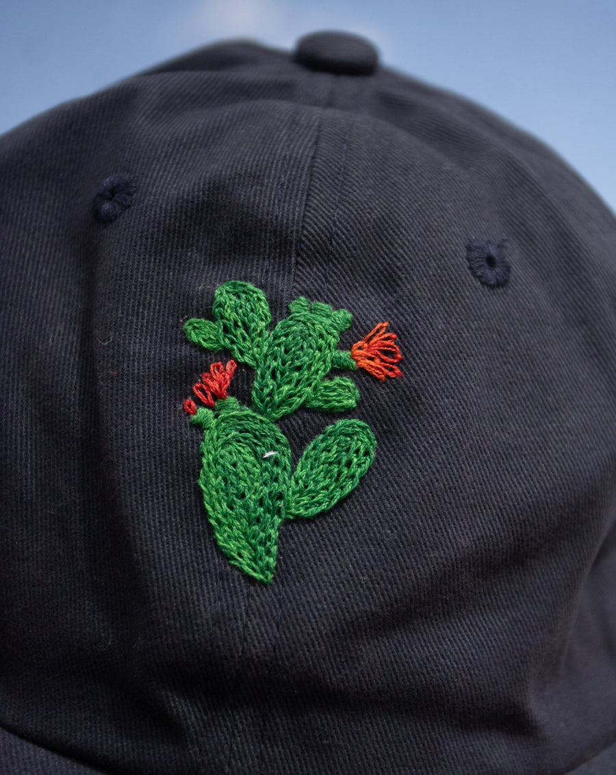 Embroidered Prickly Pear Cap in Navy