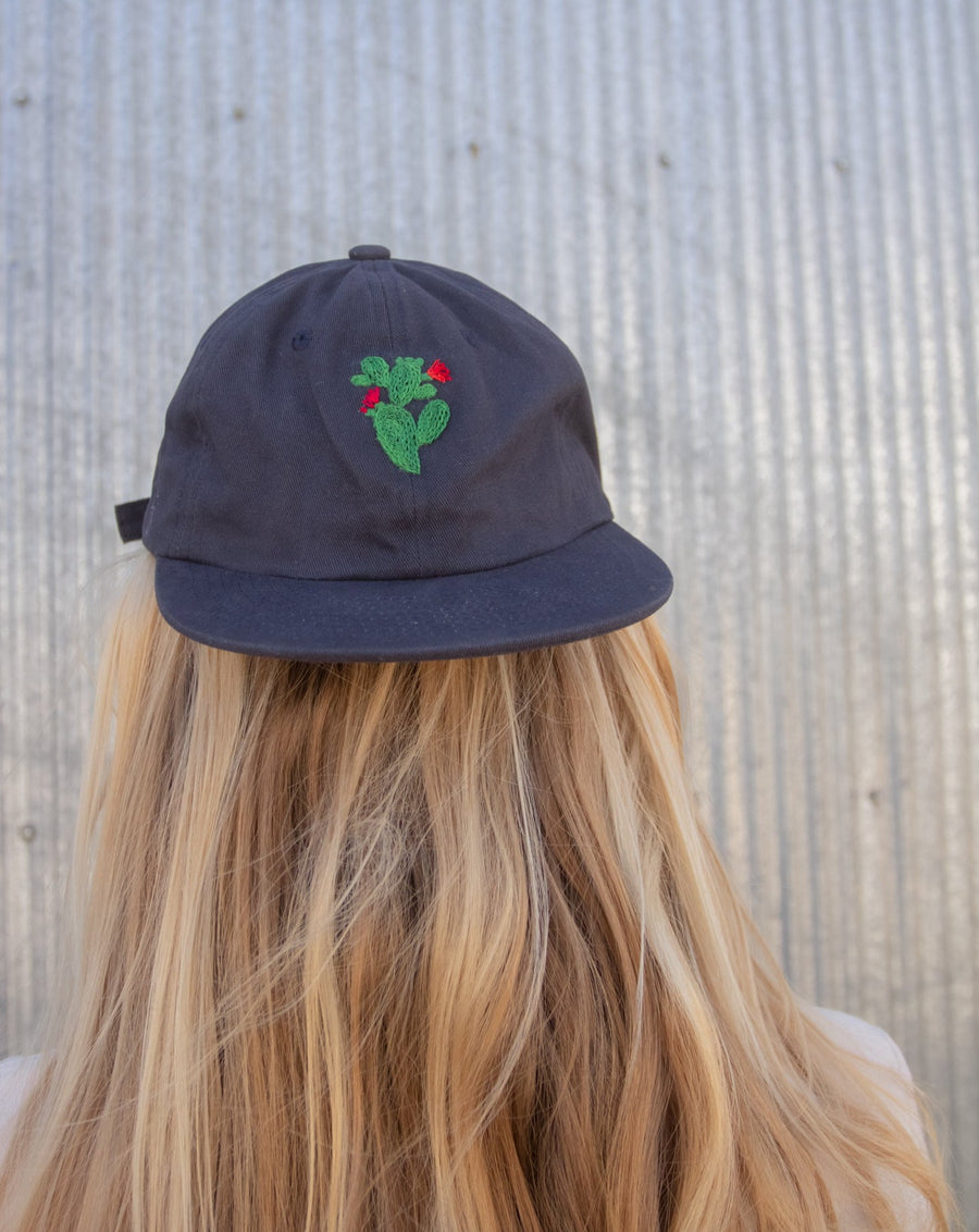 Embroidered Prickly Pear Cap in Navy